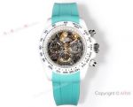 TW Factory Rolex Daytona 40*12.4mm Dandong 4802 Movement White Case Mint Blue Rubber Band Watch